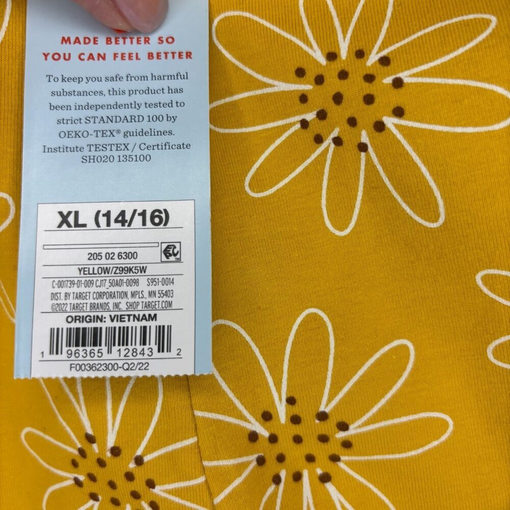 CAT & JACK NEW Legging Girls XL (14-16) Yellow Flower Stretch Cotton Spandex - Picture 5 of 6